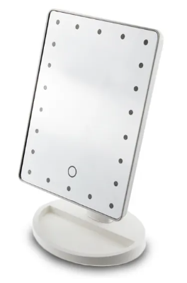  Espejo de tocador grande con luces, control táctil inteligente,  rotación de 360°, luz blanca de 3 brillos / luz natural / luz cálida (color  : A - blanco, tamaño: 16.5 x 15.0 in) : Belleza y Cuidado Personal