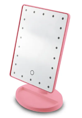  Espejo de tocador con luz LED, espejo de maquillaje con carga  USB, espejo de tocador, soporte para cambio de luz táctil, espejos de  maquillaje de escritorio (color rosa, tres luces) 